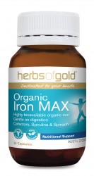 Organic Iron Max 30 Veg Caps Herbs of Gold