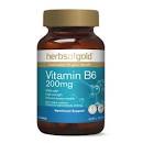 Vitamin B6 200mg 60 Tabs Herbs of Gold