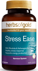 Stress-Ease Adrenal Support 60 Tabs Herbs of Gold