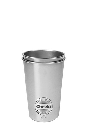 Stainless Steel Cups - Twin Pk 420ml  Cheeki