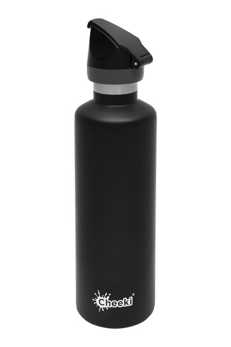 Insulated Active Bottle - Matte Black 600ml Cheeki