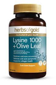 Lysine 1000 + Olive Leaf 100 Tabs Herbs of Gold