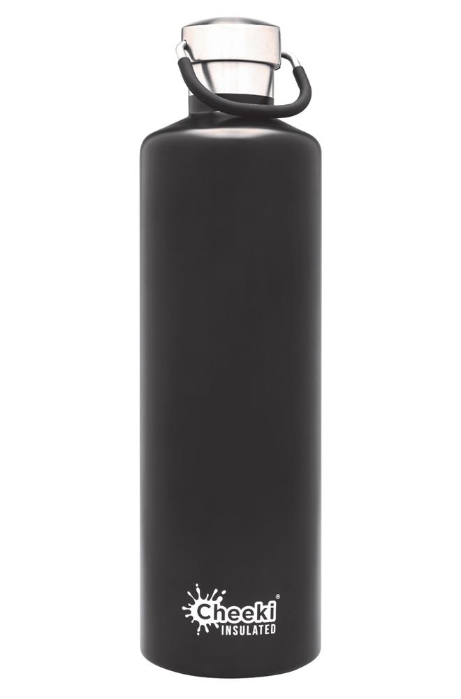 Classic Insulated Bottle - Matt Black 1L Cheeki