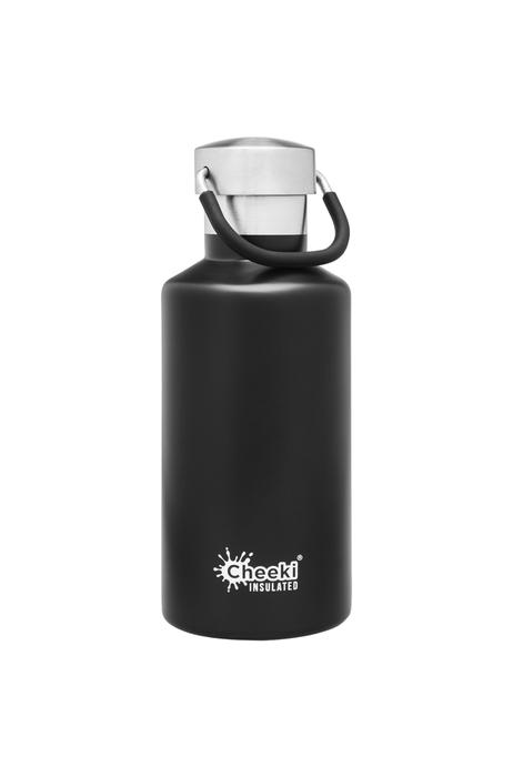 Classic Insulated Bottle - Matte Black 400ml Cheeki