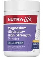 Magnesium Glycinate+ High Strength Powder Citrus 180gm Nutra-Life