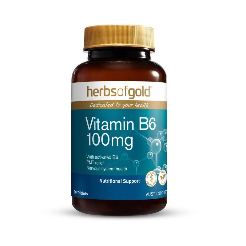 Vitamin B6 100mg 60 Tabs Herbs of Gold