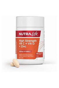High Strength Vit C + Vit D + Zinc 60 Tabs Nutra-Life