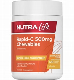 Rapid-C 500mg Chewables 120 Chewables Tabs Nutra-Life