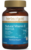 Natural Vitamin E 500iu 200 Caps Herbs of Gold